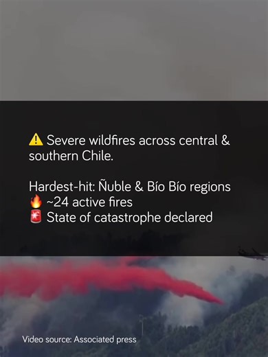 Extreme wildfire conditions in Chile. A dangerous mix of heat, strong winds, and dry weather is fueling fires across central and southern regions. While temperatures may ease slightly, persistent winds and lack of rain mean the risk remains high. How to stay informed and plan safely with Windy: On your Windy map display Active fires to track current fire locations Important Windy layers to check: Fire danger: see where conditions are most critical Weather warnings: follow official alerts Wind & 