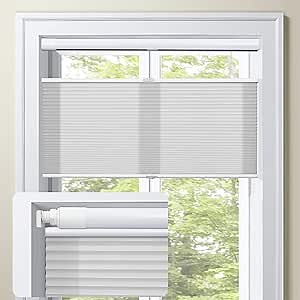MiLin Top Down Bottom Up Cordless Cellular Shades No Tools No Drill Blinds for Windows Shades for Indoor Windows Honeycomb Blinds - Light Filtering Gray