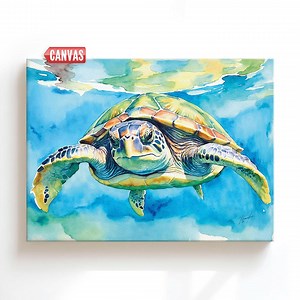 Sea Turtle Painting Wall Art Print - Watercolor Artwork Gift for Kids, Baby Girl Boy Sea Life Wall Decor Coastal Nautical Canvas Ocean Beach - Etsy
