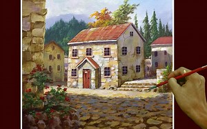 【丙烯画】【绘画教程】意大利的小村庄-Acrylic Landscape Painting Italian Village