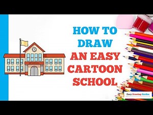 How to Draw an Easy Cartoon School: Easy Step by Step Drawing Tutorial for Beginners