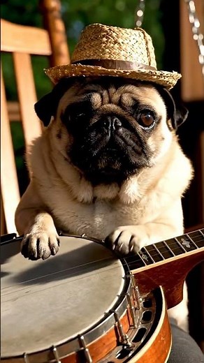 When the Pug finds his inner Bluegrass Banjo Star! 😱