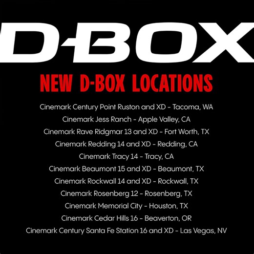 🚨 NEW D-BOX LOCATIONS ADDED 🚨 Sit in a seat that MOVES with the movie! | Cinemark