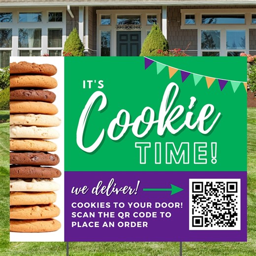 Scout Cookie Yard Sign Printable With Your Scout's Custom QR Code
