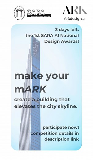 3 Days Left for the SARA AI Design Award Competition! Don't miss your last chance to revolutionize architecture with AI! The clock is ticking on the inaugural SARA AI Design Award. This groundbreaking competition is seeking innovative and groundbreaking AI-driven architectural designs. . Registration Process : https://youtu.be/bPPKCIagnDI . Visit Our Website : https://arkdesign.ai/sara-ai-design-award/ . . . . #architecture #ai #schematicdesign #aia #floorplans #feasibility #architects #newyorka