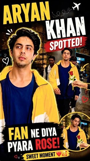 Aryan Khan wins hearts as a fan surprises him with a sweet rose at the airport! 🌹❤️
