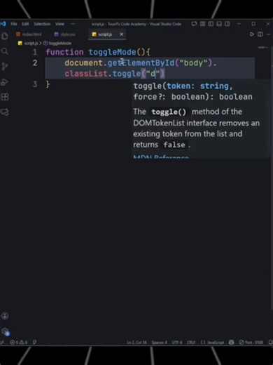 How to Create a Smooth Dark Mode Toggle Button with HTML, CSS & JS #DarkMode #HTMLCSSJS #WebDevelopment #Frontend #WebDesign #JavaScript #Coding #mrmikebj