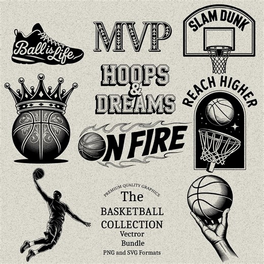 57 Basketball Designs SVG PNG Bundle for Laser Engraving, Sports Clipart, Hoop Life, Game Day, Slam Dunk, Man Cave Decor, Digital Download - Etsy
