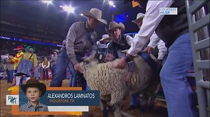 Mutton bustin' winner at the rodeo