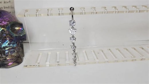 Hanging Hearts Crystal Titanium Belly Button Ring - Etsy
