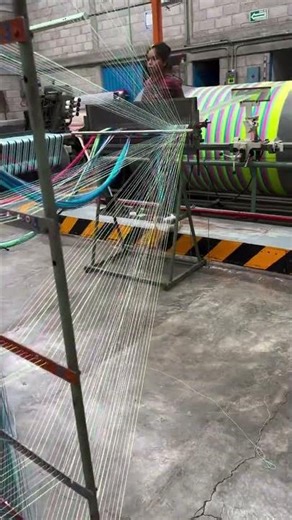 sectional warping- multicolored check & strip pattern fabric making #machinelearning