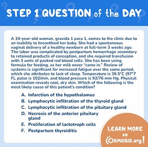 USMLE® Step 1 Question of the Day: Sheehan Syndrome - Osmosis Blog