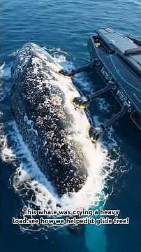 This whale was crying a heavy load.see how we helped it glide free! #whale #rescue #ocean #animals