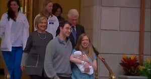 Watch: Baby Clinton leaves the hospital