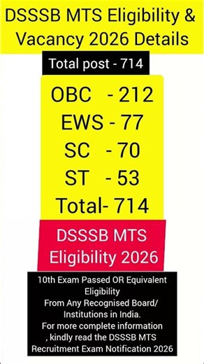 DSSSB MTS NEW VACANCY 2026