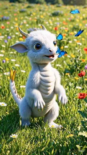 Baby Dragon & Blue Butterflies