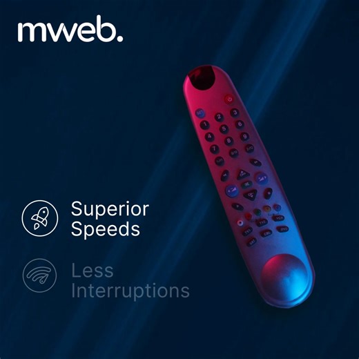 Mweb 20Mbps Uncapped Fibre for R349pm – No Data Limits, No Top-ups, Perfect for Work From Home, Video Calls, and Better Connections. T&Cs Apply | MWEB