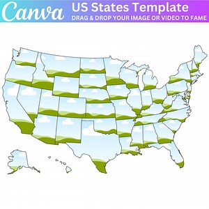 Fill Your Own 50 States of America on Canva, United States Map Canva Editable Design, USA Map Mockup, Easy Drag and Drop - Etsy