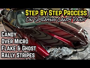 How To Paint A Car Candy Brandywine Over Micro Metal Flake & Ghost Rally Stripes With No Spray Booth