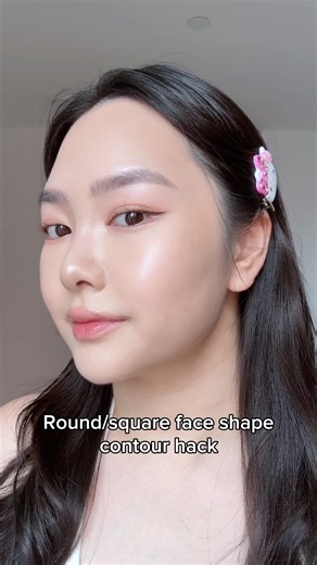 Round/ square face shape contour hack #makeuptips #makeuphacks #contour #contouring #makeuptutorial