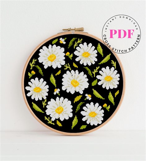Daisy Cross Stitch Pattern Digital Format - PDF - Etsy
