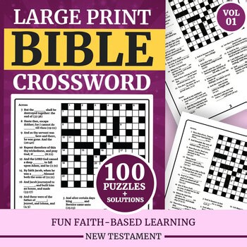 Bible Crossword Puzzle Book for Adults – 100 Easy-to-Read New Testament Puzzles