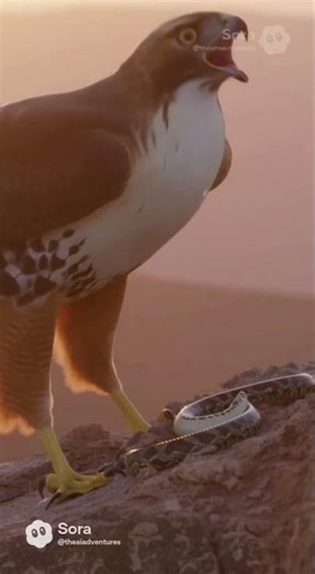 Hawk DESTROYS Snake to Save Her Babies🦅🐍