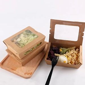 [Hot Item] Take out Box Salad Food Kraft Paper Fruit Salad Box with Your Own Logo