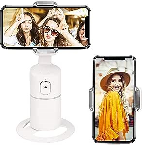 Auto Face Tracking Tripod, Phone Holder, 360° Rotation, AI Auto Face Object Tracking Selfie Stand, Best for Live Stream, Tiktok, Compatible with iPhone Android Phone (White)