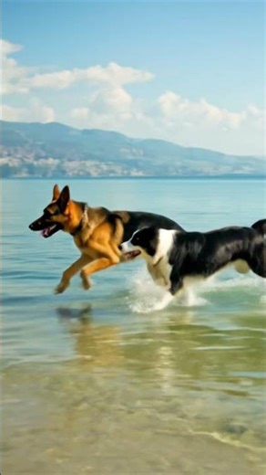 Two dogs running on water #foryou #reels #dog #play