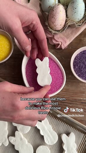 Homemade Bunny Peeps for ep. 5 of Better Than Store-Bought 🐰These taste SO much better than store-bought peeps and they’re made without corn syrup & artificial dyes! We use honey instead of corn syrup for the marshmallow base and naturally dyed sprinkles for coating. If you want a link to the sprinkles, cookie cutter & other supplies we used, click the link in our bio and head to our Amazon storefront! Full recipe is on our website (crowdedkitchen.com) and below 👇 HOMEMADE BUNNY PEEPS (makes 3