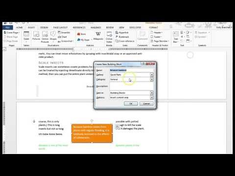 Creating a Building Block in Word