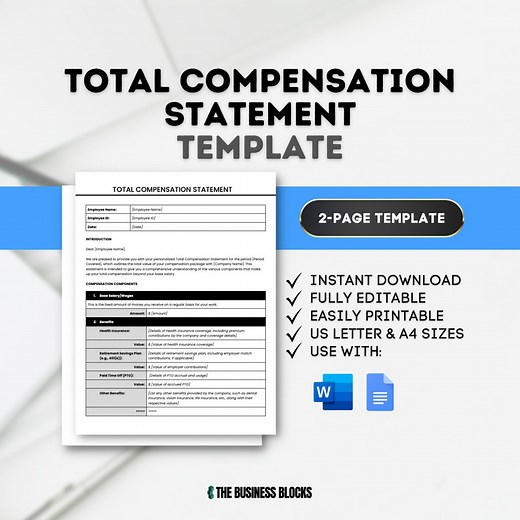 Total Compensation Statement Template: Employee Benefits Summary (digital Download) - Etsy