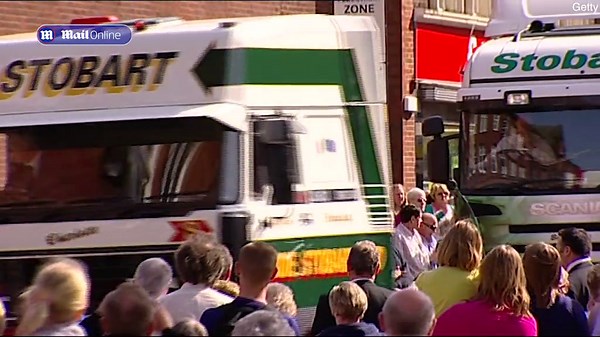 Lorry's lead funeral procession after Edward Stobart funeral in 2011