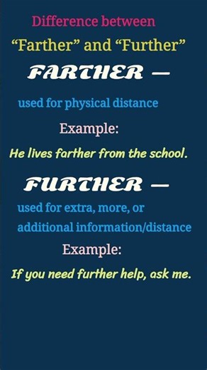 Farther vs Further | Easy English Difference | Grammar Tip |#shortsfeed #shorts #confusingwords