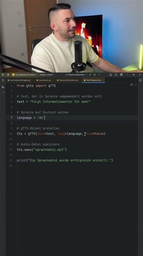 Python programmieren und Text „sprechen lassen“. #python #studium #coding