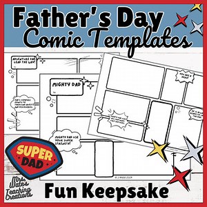 Fun Father's Day Superhero Craft & Comic Strip Writing Activity for Kids