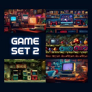 Animated Background, Retro Game Set 2, Nostalgia Vibes, Epic Gaming, Retro Arcade, Old Games, Twitch Stream Zoom Vtuber Background - Etsy