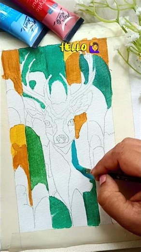 Stained Glass Deer & Nature Portrait | Acrylic Artwork #slowart #paintingprocess #fyp #artshorts