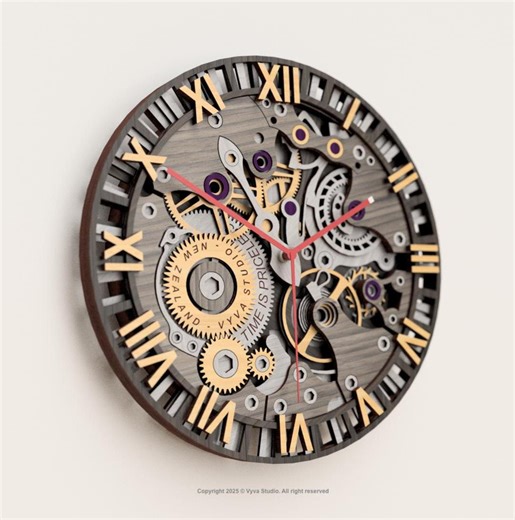 The Alchemist’s Clock – 3D Steampunk Gear Clock Laser Cut File | Multilayered Roman Numerals Wall Art (SVG, AI, DXF, Lightburn) - Etsy Australia