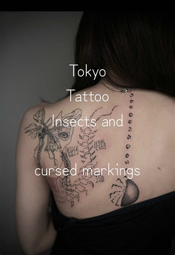 Insect-Inspired Tattoos with Cursed Markings in Tokyo