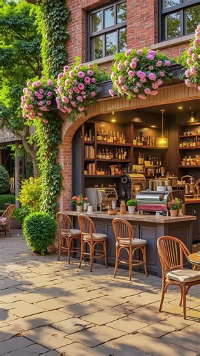 Happy March Spring Morning 🌸☀ Outdoor Coffee Shop Ambience with Smooth Jazz Music for Stress Relief