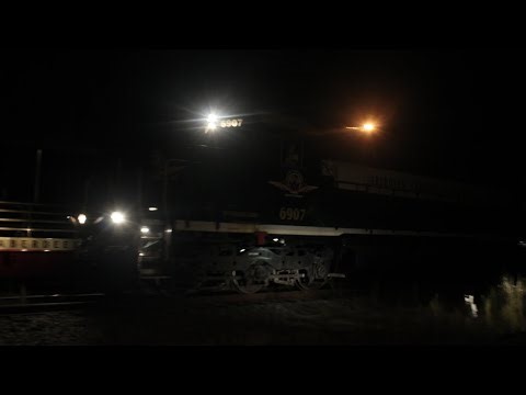 ACWR Train 102 running at night in Pinehurst, NC