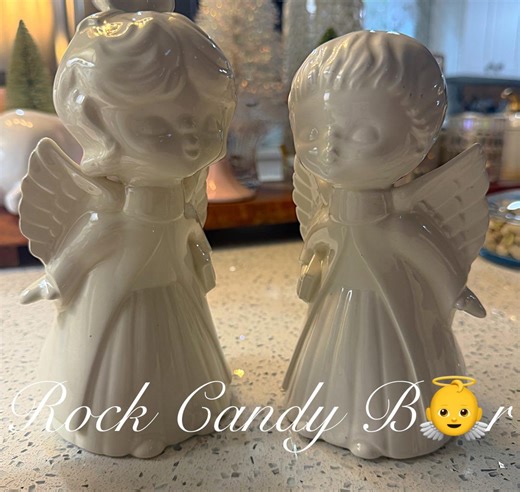 Vintage Ceramic Angel Sets, 1980s Handmade Angels, White & Hand-painted Angel Figurines, Shelf Decor, Cottagecore Home - Etsy