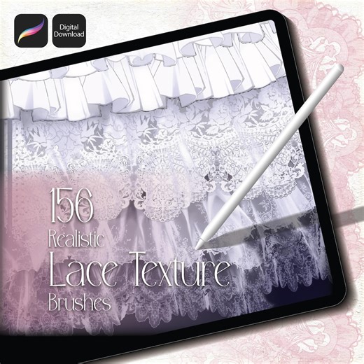 Realistic Lace Texture Brush Set for Procreate | 156 Lace Pattern Stamps & Brushes | Digital Lace, Embroidery, Textile Design - Etsy