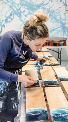 Uncommon Goods on Instagram: "✨Maker Moment✨: Not only does Meghan Miller find inspiration in her home state, she finds her medium there too! Her handmade housewares featuring stunning seascapes are created by combining epoxy with sand and wood collected from the Maine coastline."