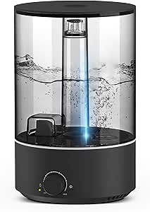 Acare Humidifier for Bedroom Large Room, 5L Top Fill Cool Mist Humidifier for Baby Home Plant, Air Ultrasonic Humidifiers for Whole House, 40H Work Time (Black)