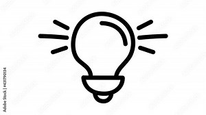 bulb Idea icon animation. light bulb Motion graphics 4k video motion illustration sign. Outline doodle style alpha channel.