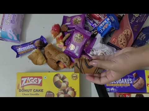 ASMR unwrapping cakes & cookies🍪| satisfying crinkling and breaking sound part 1
