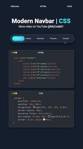 Modern Navbar Menu using HTML CSS #coding #webdesign #css